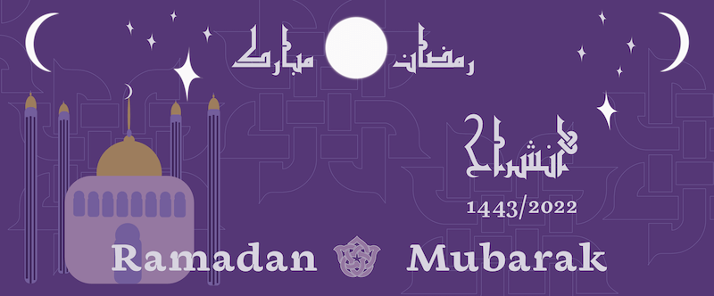 Share the peace of Ramadan with this customisable personalised Ramadan Mubarak! design from Haluna Happy Names. Showing the moon at different phases and a simple mosque with stars against a choice of deep purple, orange, crimson and green backgrounds.