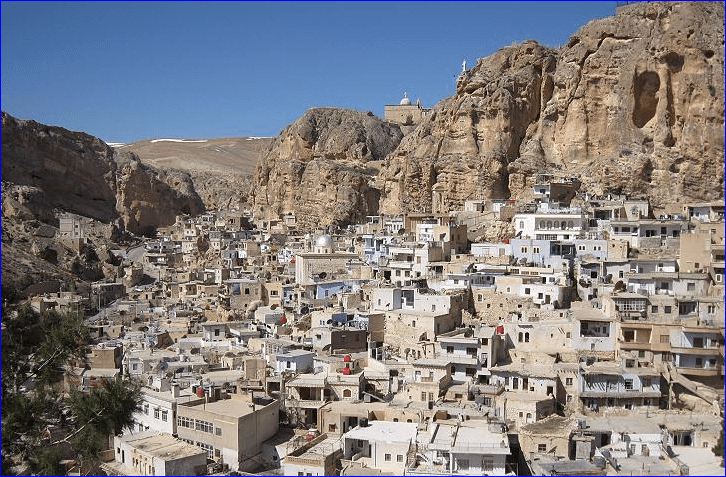 Maaloula an ancient Syrian town on a rocky hillside