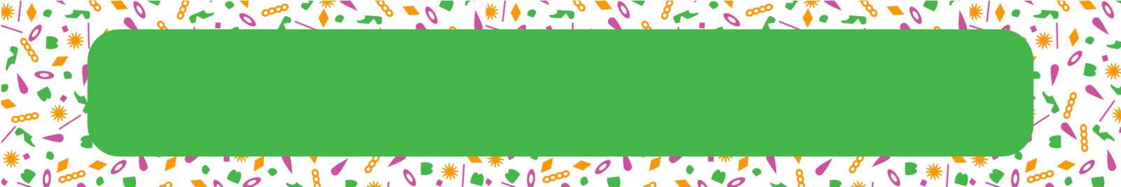 Random shapes in Haluna Happy Names shades of pink, orange and green create a busy background for a solid green text box carrying the name of the exclusive Haluna Happy Names design showcased on this page.