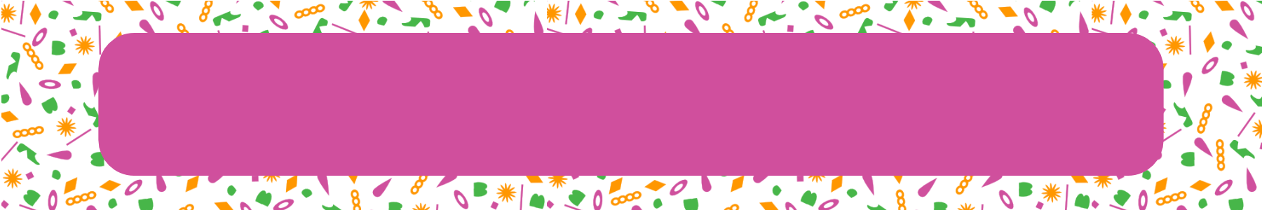 Random shapes in Haluna Happy Names shades of pink, orange and green create a busy background for a solid pink text box carrying the name of the exclusive Haluna Happy Names design showcased on this page.