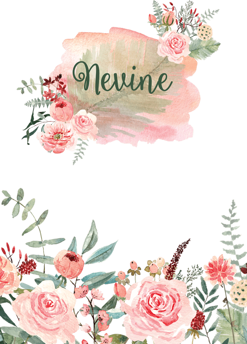 Gums n'Roses has the same colourful power of other personalised designs from Haluna Happy Names but uses watercolour floral bouquets and a curly cursive script to send a message of fond affection. It uses pinks, sage and blue-green foliage with white.