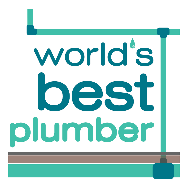 Pipes run round the text and into the ground below in this original World's Best Plumber design from Haluna Happy Names. Aqua blue pipes, water droplet apostrophe and rounded wide font complete the look that will make a great plumber smile and smile again