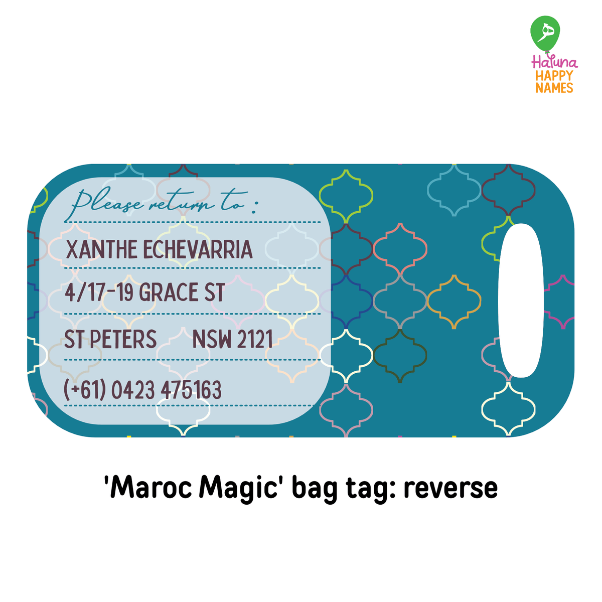 &#39;Maroc Magic&#39; Personalised Bag Tag