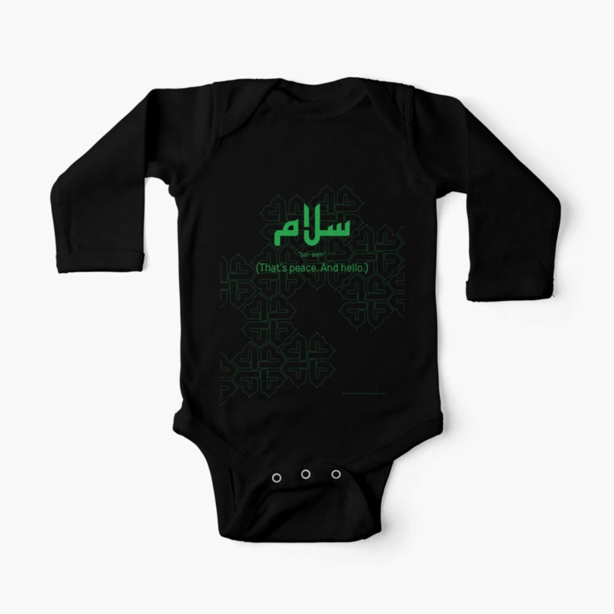 &#39;Salaam&#39; — Arabic Key Words baby long-sleeve onesie