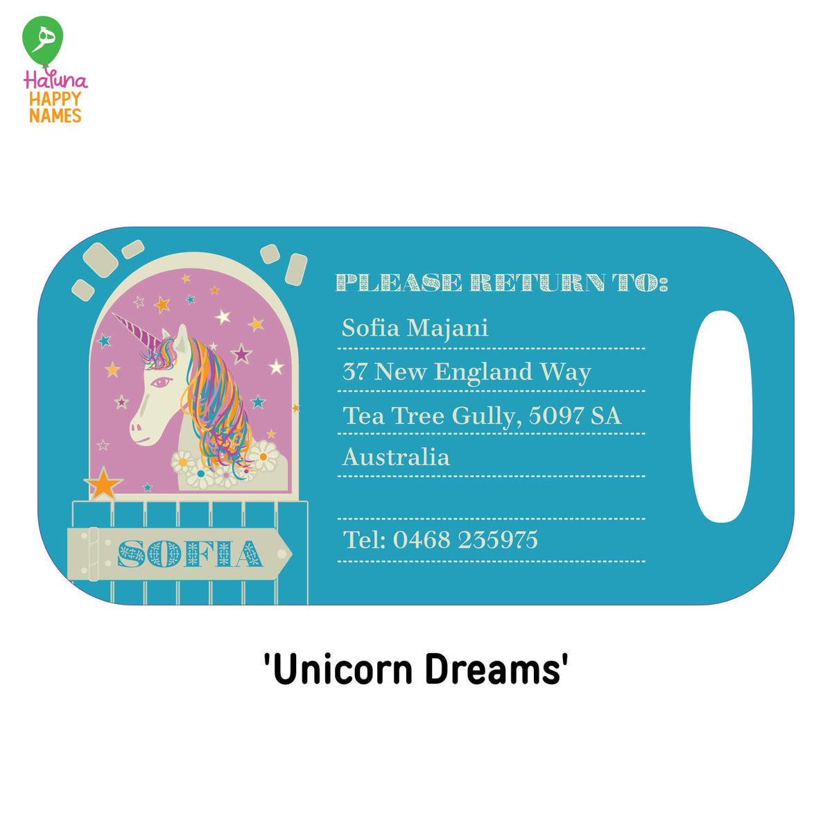 &#39;Unicorn Dreams&#39; Personalised Bag Tag