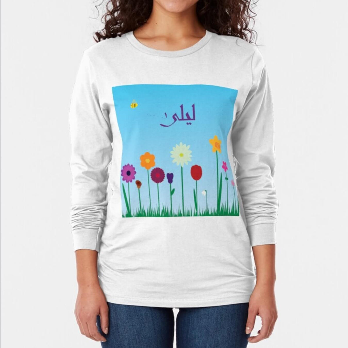 &#39;Flower Patch&#39; long-sleeve top for biggies