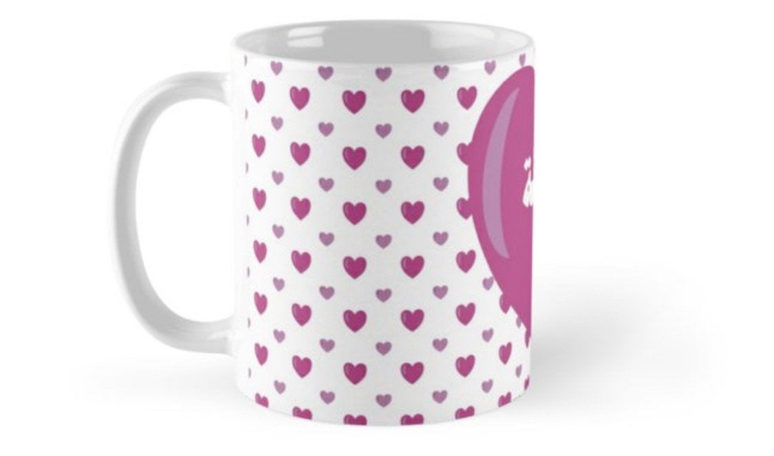 &#39;Heartiful&#39;  personalised mug with 80s retro design