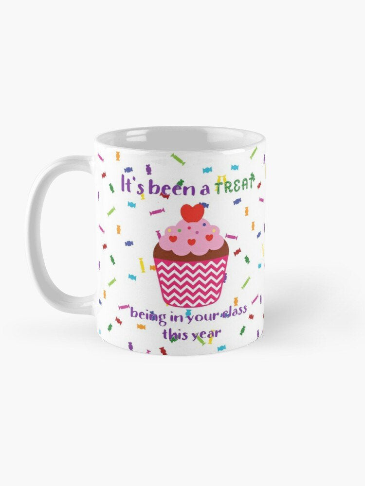 &#39;Sweet Treat&#39; personalised teacher appreciation mug with quote, cupcake and sweets